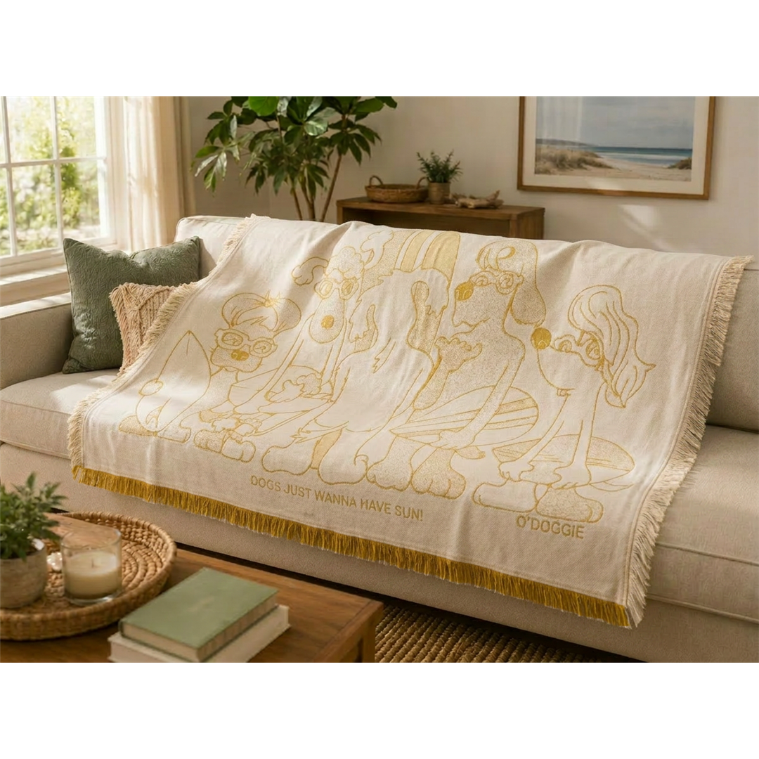 Dogs Just Wanna Have Sun Yellow Blanket