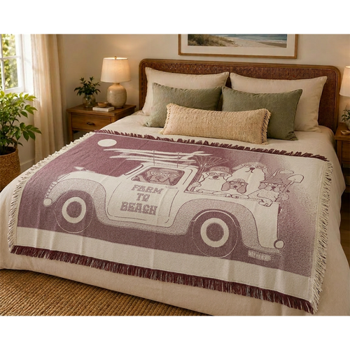 Farm to Beach Burgundy Blanket
