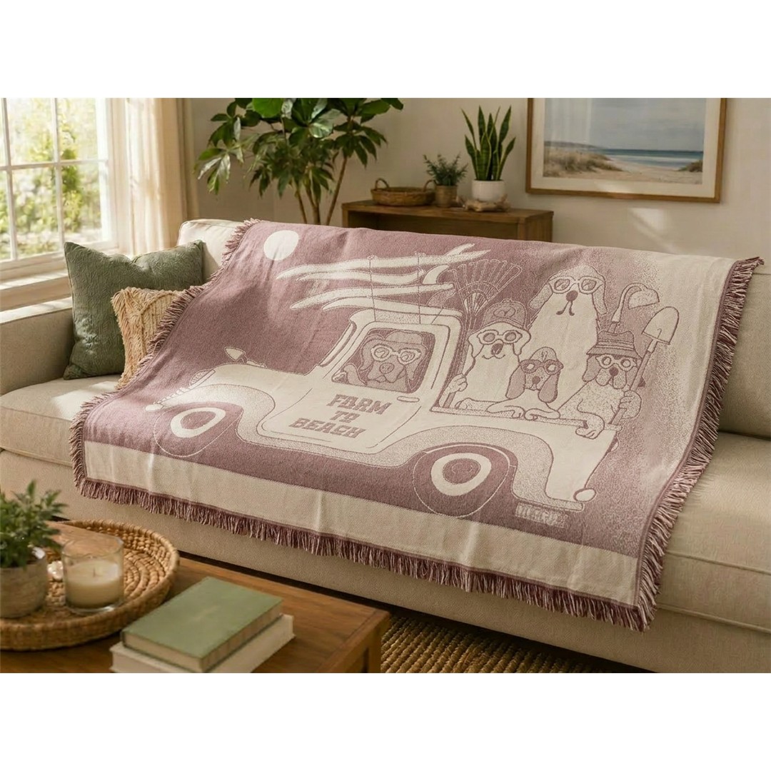 Farm to Beach Burgundy Blanket