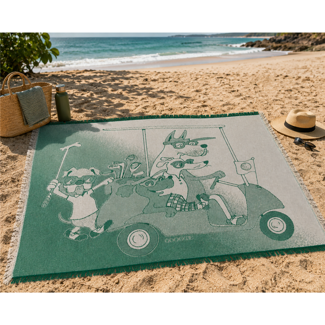 Golf Dogs Green Blanket