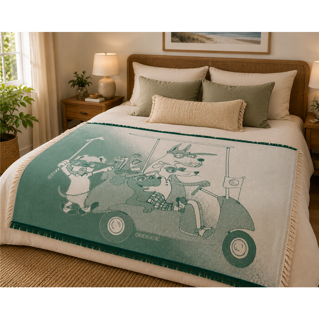 Golf Dogs Green Blanket