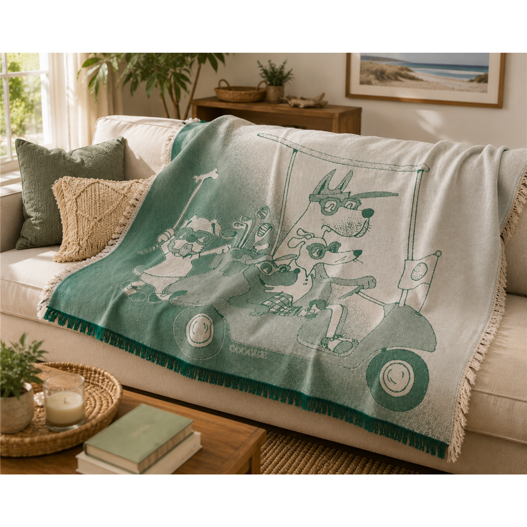 Golf Dogs Green Blanket