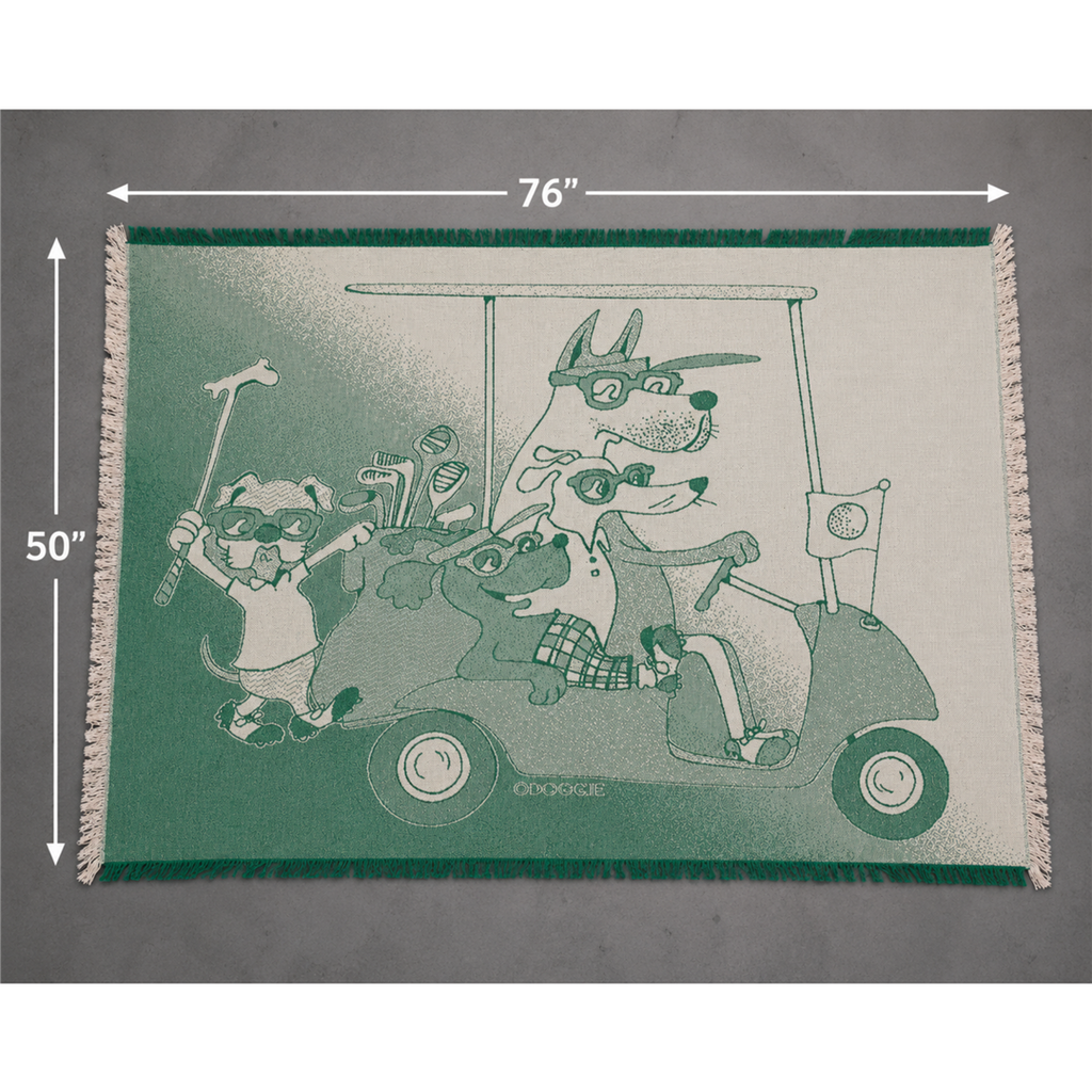 Golf Dogs Green Blanket