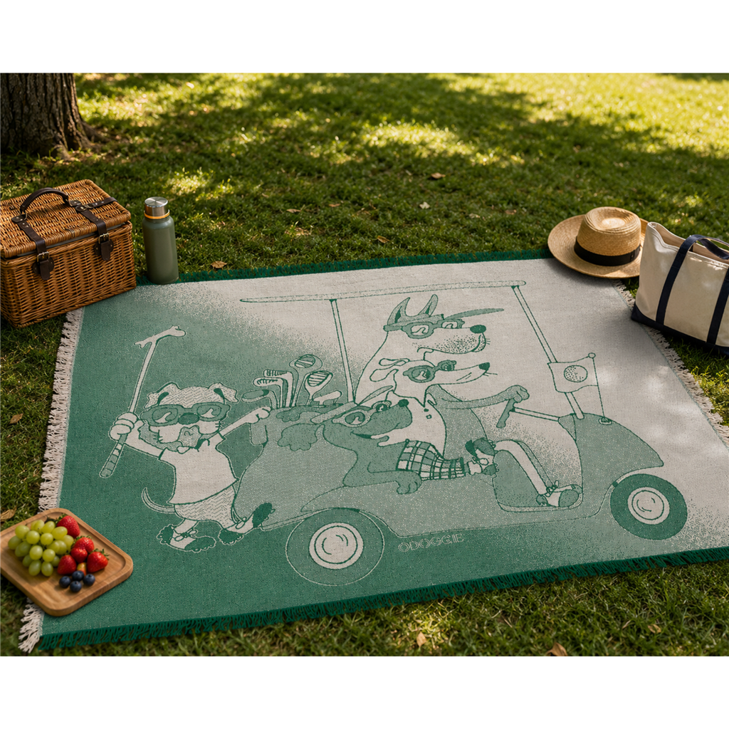 Golf Dogs Green Blanket