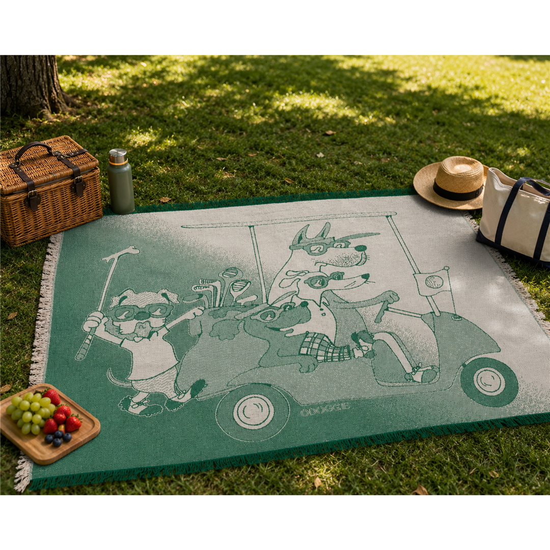 Golf Dogs Green Blanket
