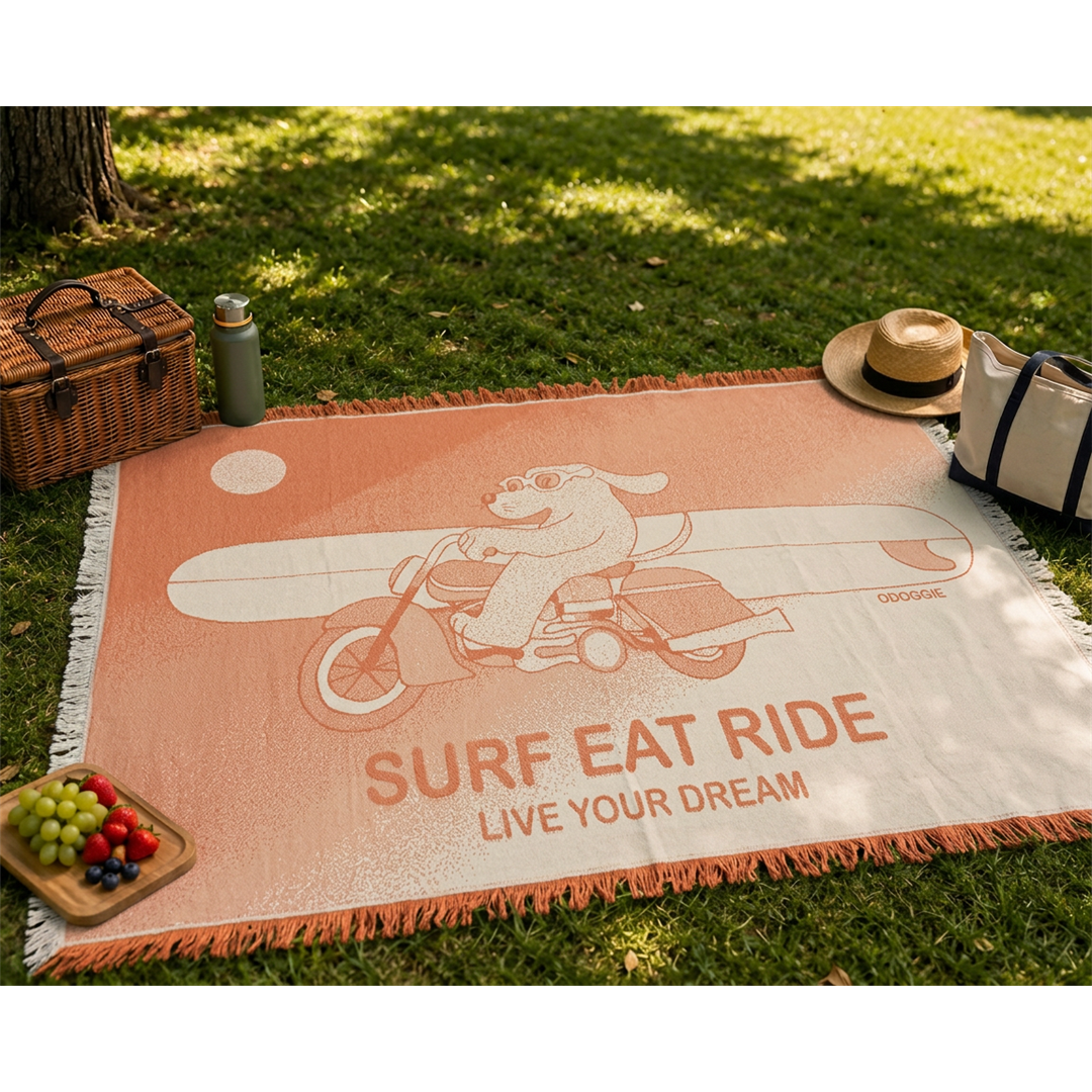 Surf Eat Ride Orange Blanket