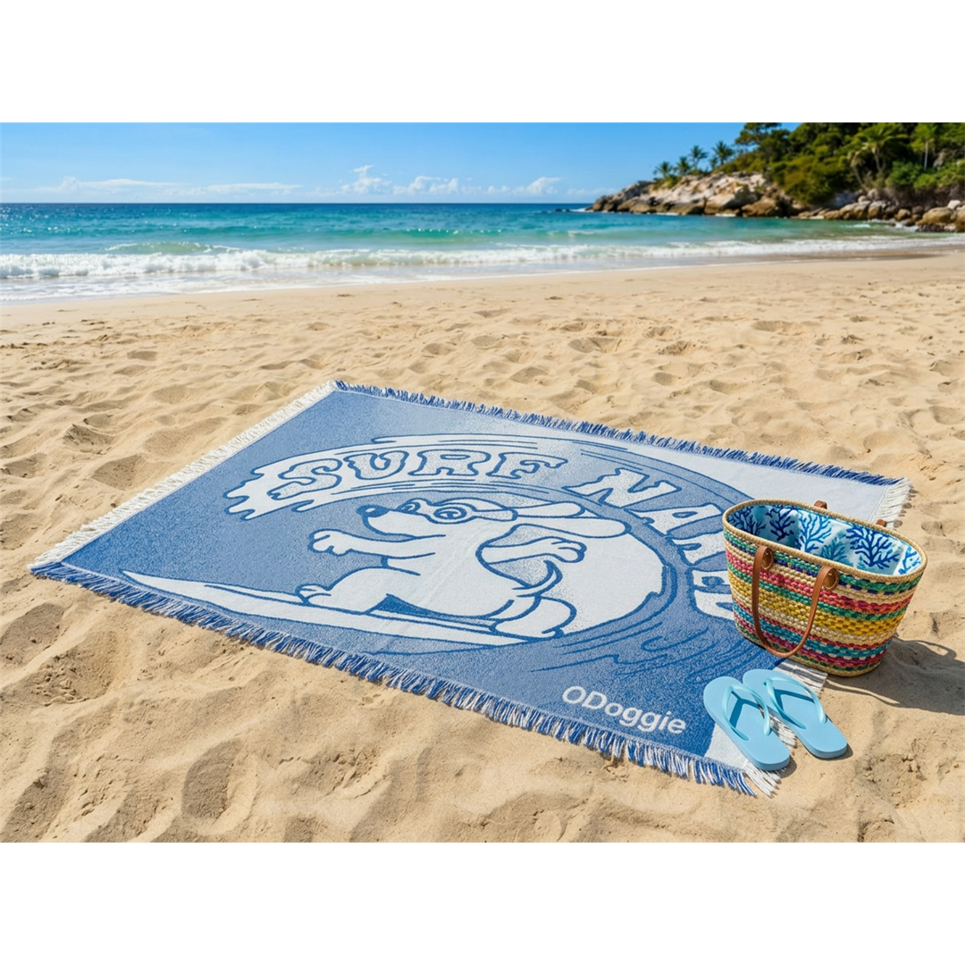 Surf Naked Dog Blue Blanket