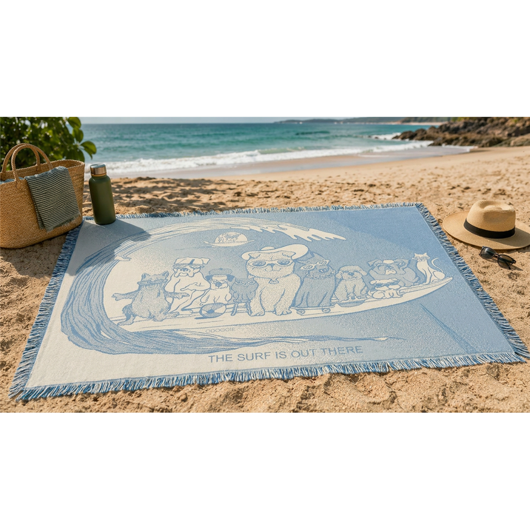 The Surf is Out There Turquoise Blanket