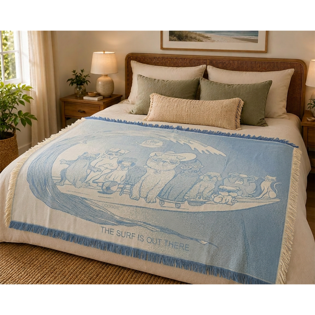 The Surf is Out There Turquoise Blanket