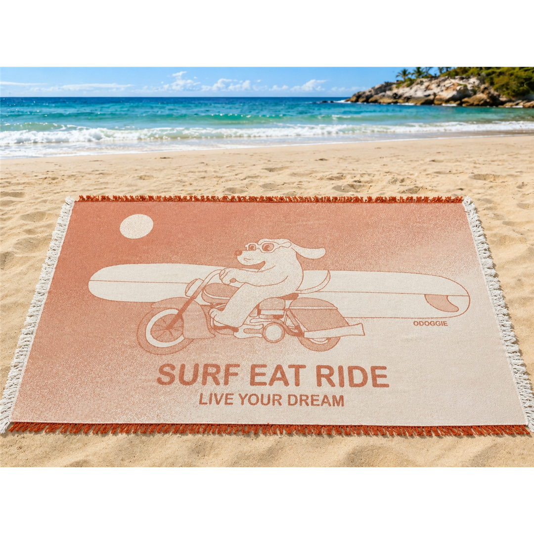 Surf Eat Ride Orange Blanket