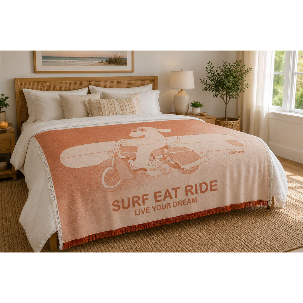 Surf Eat Ride Orange Blanket