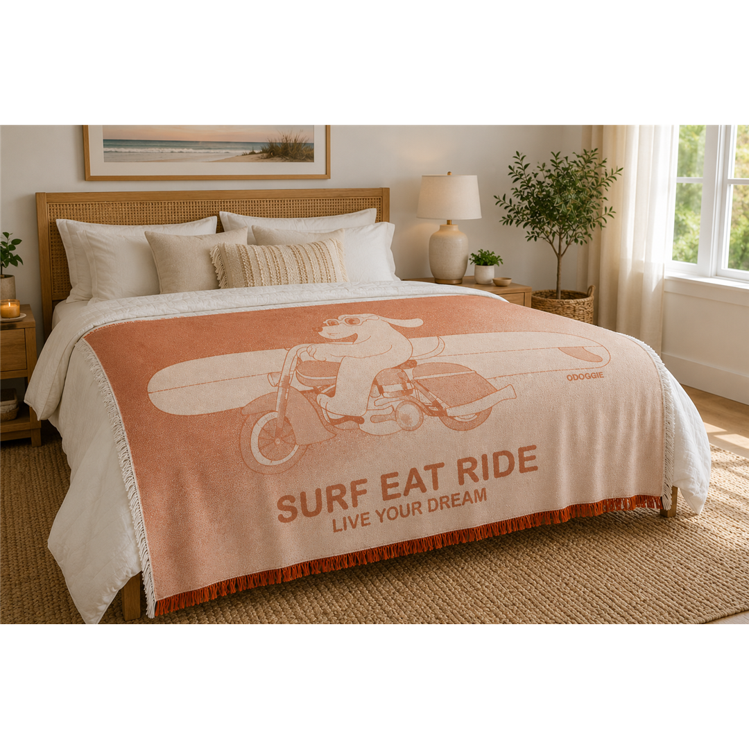 Surf Eat Ride Orange Blanket