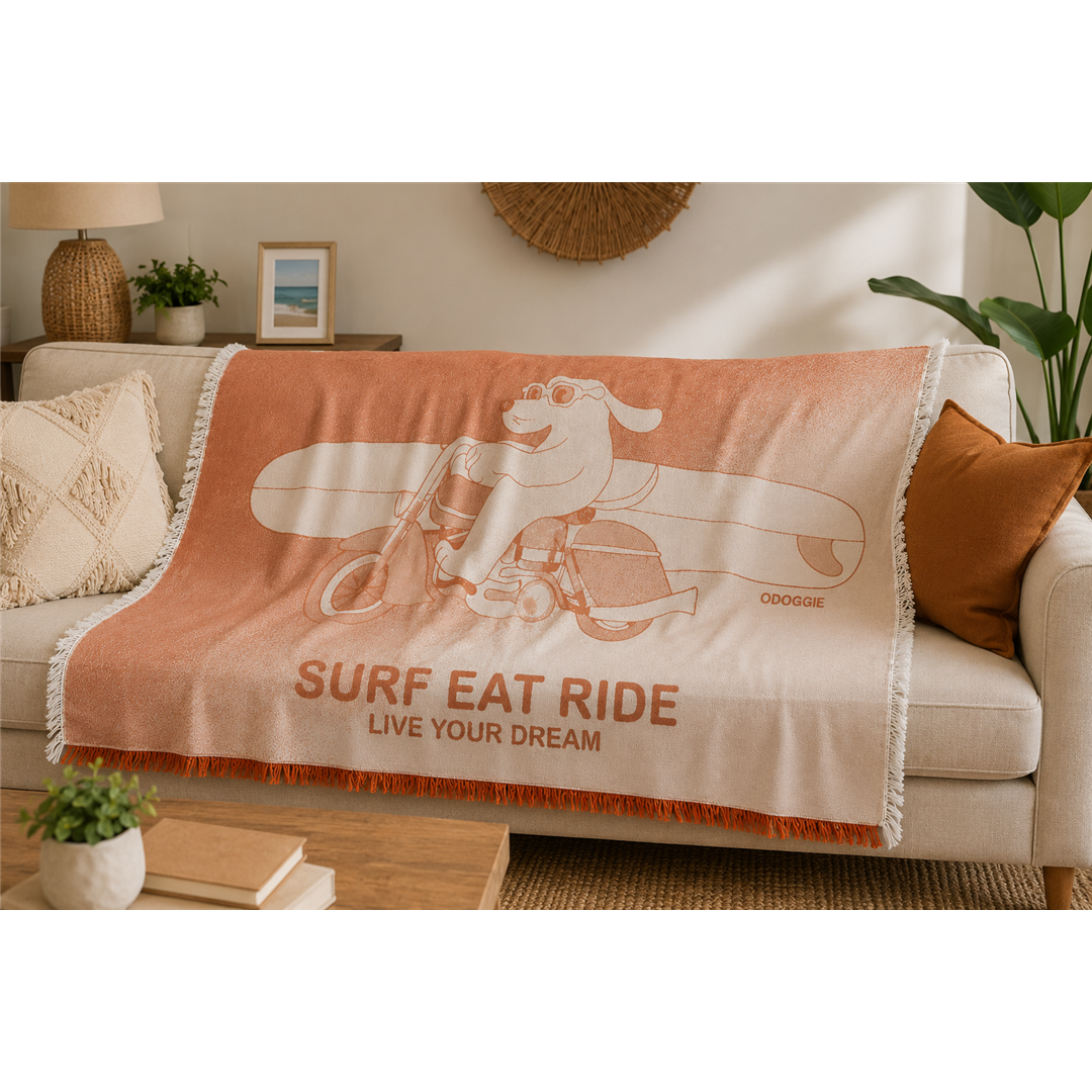 Surf Eat Ride Orange Blanket